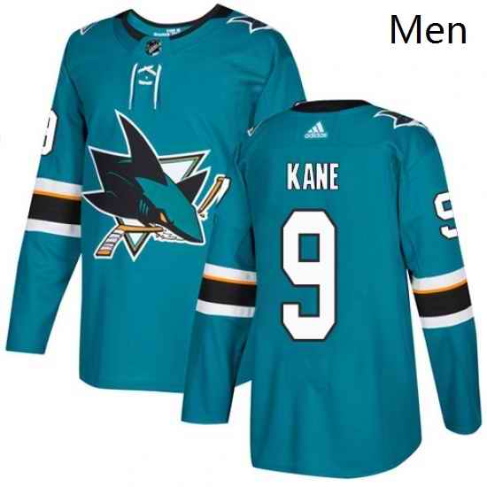Mens Adidas San Jose Sharks 9 Evander Kane Authentic Teal Green Home NHL Jersey